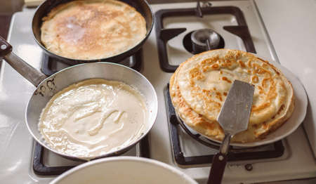 Making pancakesの写真素材