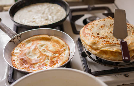 Making pancakesの写真素材