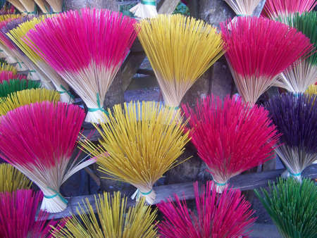 colourful incense sticksの写真素材