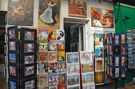 MONTMARTRE, PARIS - October 31  an art shop in the Montmartre district of Paris, France on October 31, 2012  Many famous artists once lived and worked in the area including Dali, Monet and Picasso   のeditorial素材