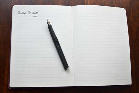 pages and fountain pen to write a diary entryの写真素材