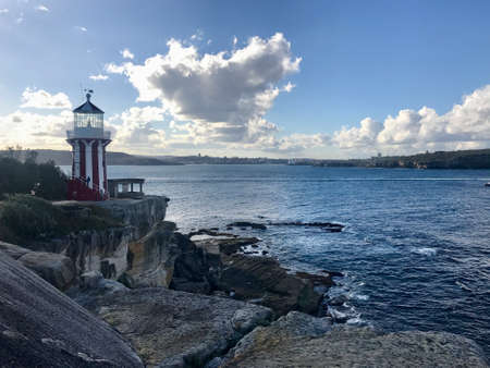 Lighthouse over the cliffs, Sydney, Australiaの写真素材