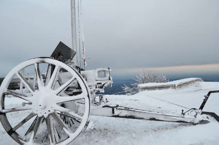 A gun of a first world war whit a lot of snowの写真素材
