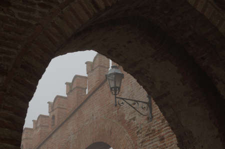 Street lamp in a medieval cityの写真素材