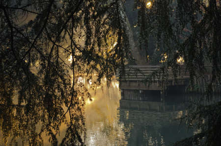 Lake at sunsetの写真素材
