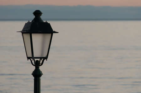 Street lamp at seaの写真素材