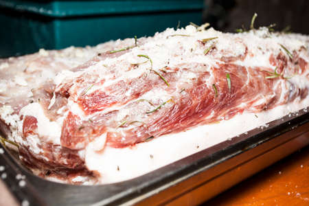 The processing of the pig and its transformation into meats, sausages and other craft products.の写真素材