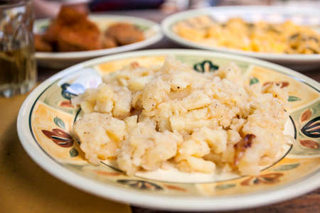 Typical dish of pan-cooked potatoes Trieste, Italyの写真素材