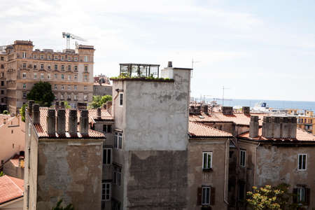 Streets, old buildings and gardens in the heart of old Triesteの写真素材