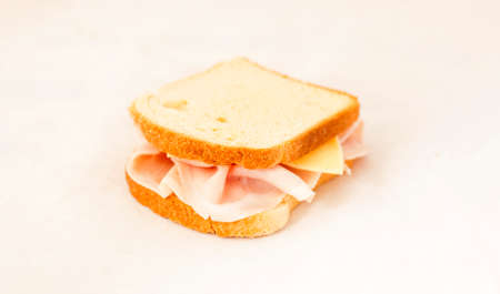 An toast with italian ham and cheese in white backgroundの写真素材