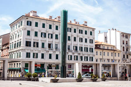 Important square in Trieste, Piazza Goldoni, in center of the city,Italyのeditorial素材