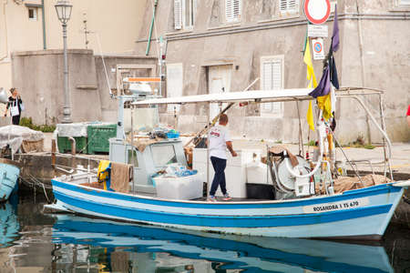 Muggia, small Italian town on the border with Slovenia, harborのeditorial素材