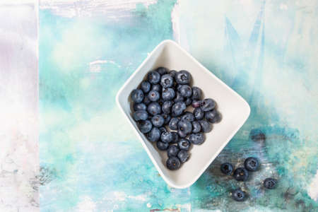 Studio photo shoot of fresh blueberries, minimal composition