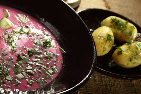 Cold and fresh soup with vegetables