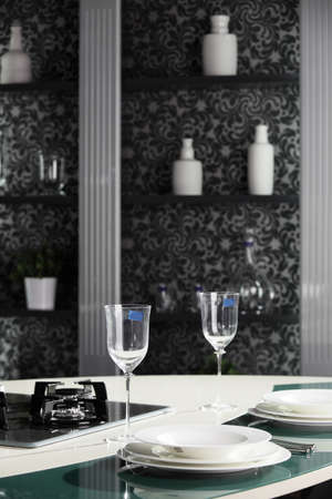 brand new and modern kitchen in european styleの写真素材
