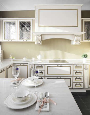 interior of brand new modern and stylish kitchen