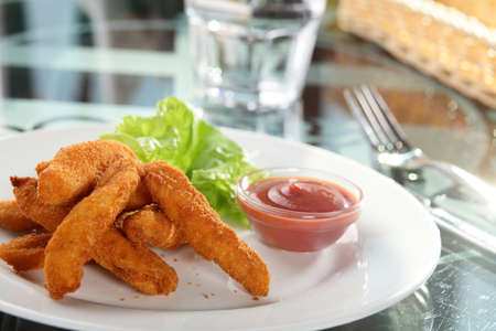 hot and tasty roasted stick from potatoの写真素材