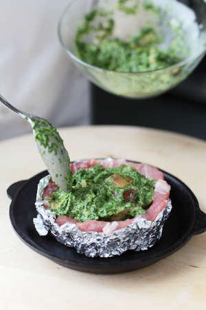 cooking of tasty food at the kitchenの写真素材