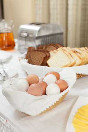 different food in restaurant on white table