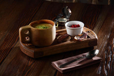 hot and tasty european soup with vegetablesの写真素材