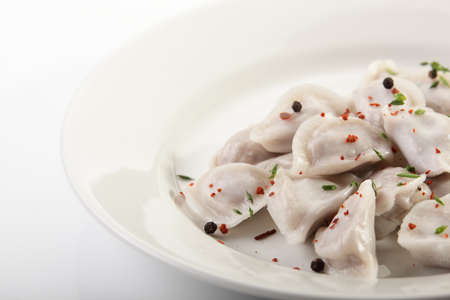 hot and tasty dumplings on a dishの写真素材