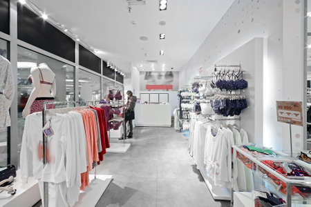 modern and luxurt european shop of clothes and underwearのeditorial素材