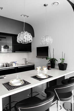 luxury and very clean empty european kitchenのeditorial素材