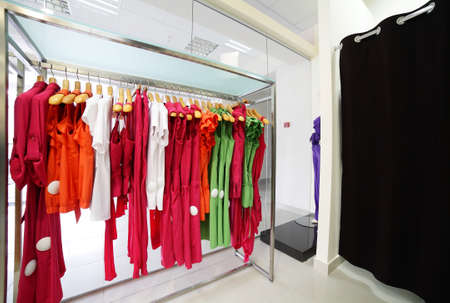 luxury and fashionable european different clothes shopの写真素材