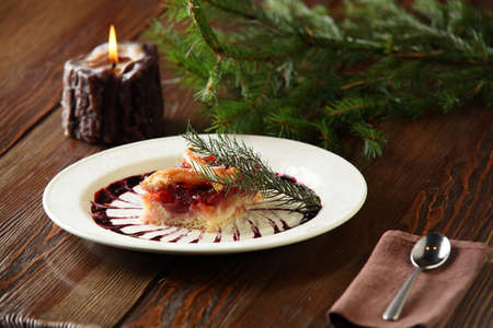 sweet and tasty cake on the dish
