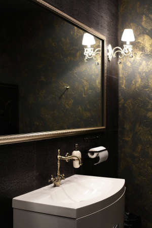 clean and clear modern restroom with a lot of lightの写真素材