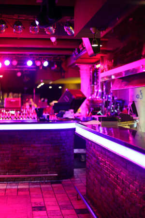 european stylish night club with bright lights