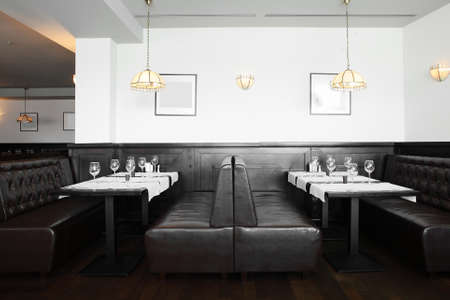 modern european restaurant with nice and bright interiorの写真素材