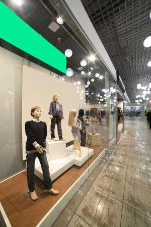 modern interior and windows in fashionable shopping mallの写真素材