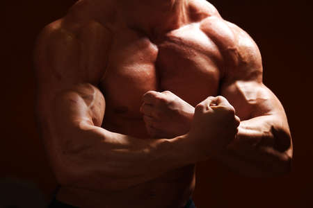 strong and beautiful body of european bodybuilderの写真素材