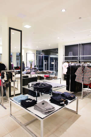 luxury and fashionable brend new interior of cloth store