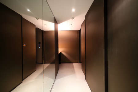 amazing interior of bright and modern empty roomの写真素材