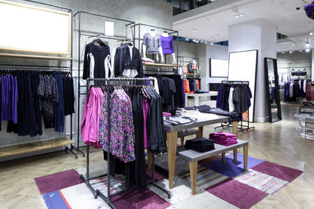 luxury and fashionable brand new interior of cloth store