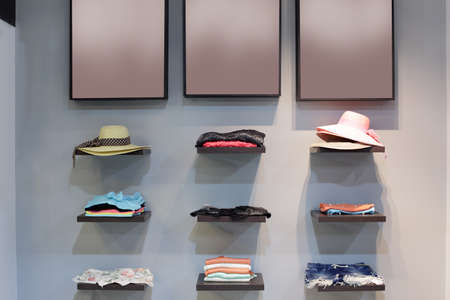 luxury and fashionable brand new interior of cloth storeの写真素材