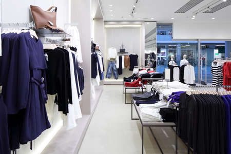 luxury and fashionable brand new interior of cloth store