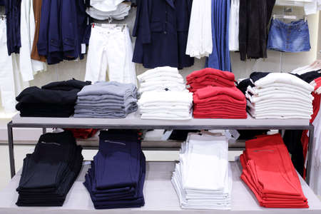 luxury and fashionable brand new interior of cloth storeの写真素材