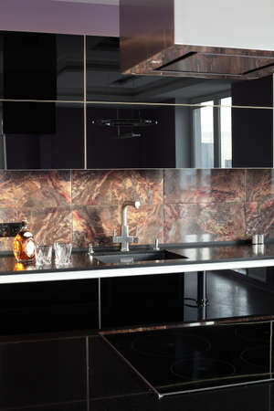 beautiful and model interior of bright kitchenの写真素材