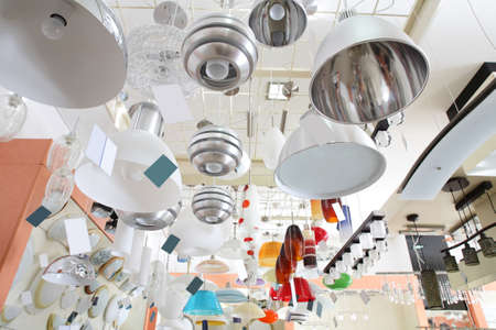 luxury and fashionable brand new interior of lightings storeの写真素材