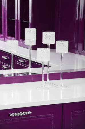 beautiful and model interior of bright kitchenの写真素材