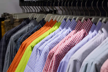 luxury and fashionable brand new interior of cloth storeの写真素材