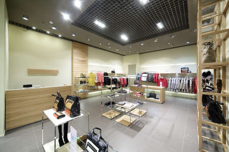 luxury and fashionable brand new interior of cloth store