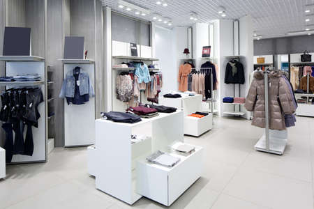 luxury and fashionable brand new interior of cloth store