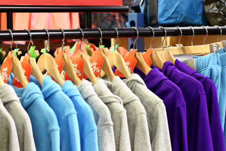 luxury and fashionable brand new interior of cloth storeの写真素材