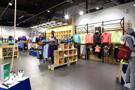 luxury and fashionable brand new interior of cloth store