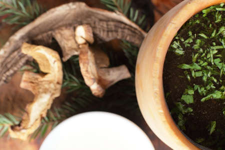 hot and tasty european soup on bright backroundの写真素材