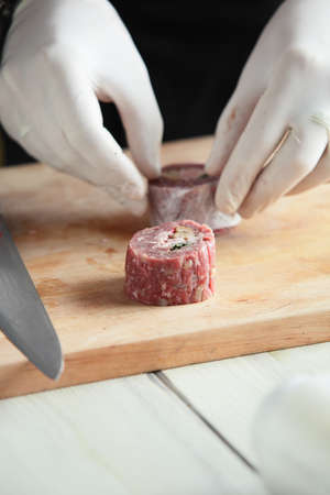 professional cooking process on a european kitchenの写真素材